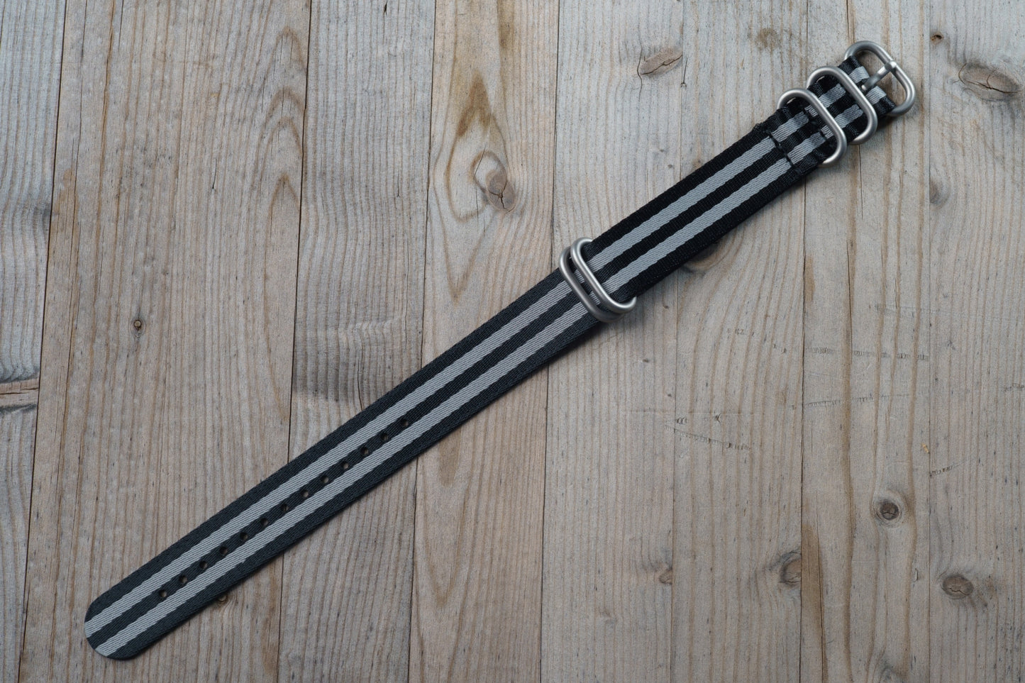Black and Gray striped Military style strap