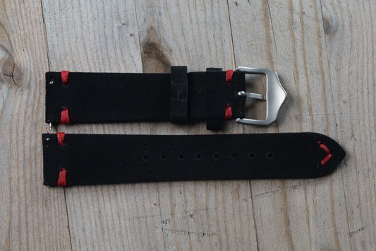 Black Leather with Red Accent Strap