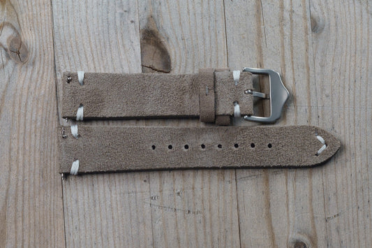 Gray Suede with White Accent Strap
