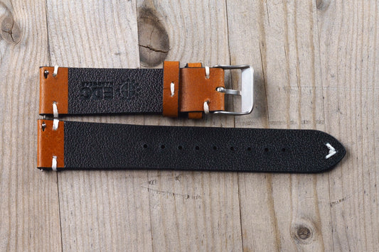 Light Brown Leather with White Accent Strap