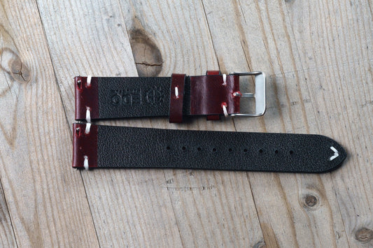 Dark Red Leather with White Accent Strap