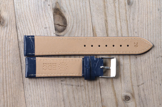 Dark Blue Croc Style Leather Strap