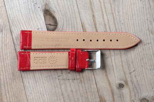 Red Croc Style Leather Strap