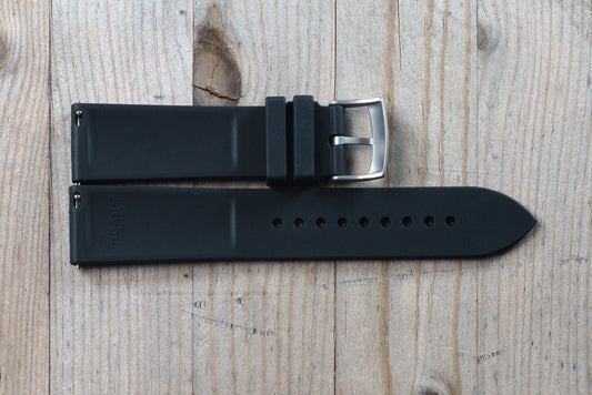 Black Rubber Ridge Strap with Pointed End