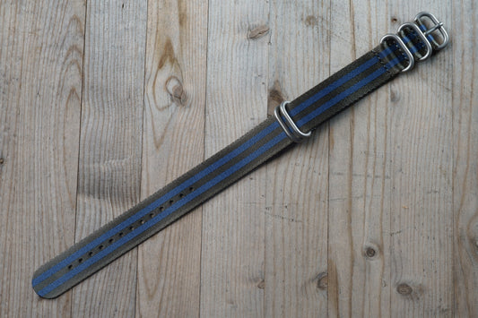 Gray and Blue striped Military style strap