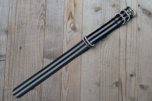 Black and Gray striped Military style strap