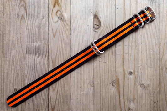 Premium Black and Orange Military style strap