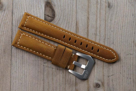 Light brown leather strap with Tan stitching