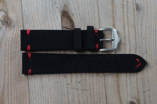 Black Leather with Red Accent Strap