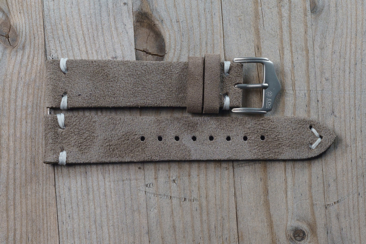 Gray Suede with White Accent Strap