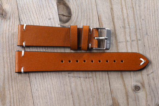 Light Brown Leather with White Accent Strap
