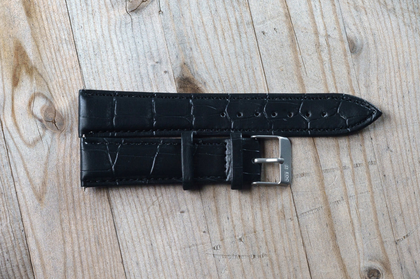 Black Croc Style Leather Strap