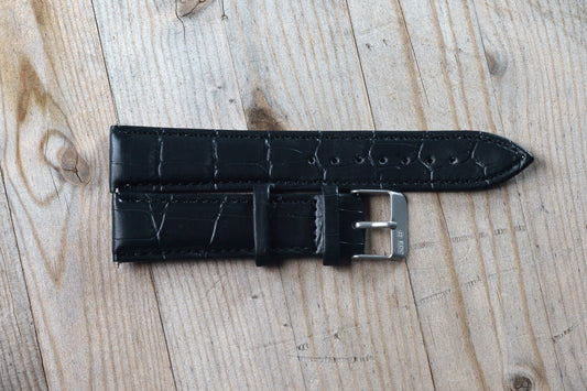 Black Croc Style Leather Strap