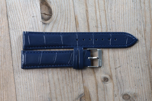 Dark Blue Croc Style Leather Strap