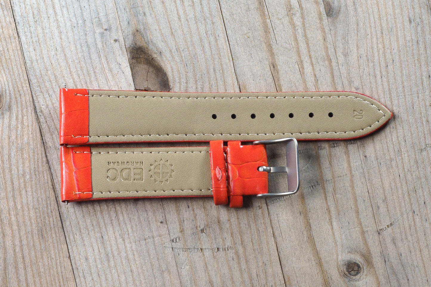 Orange Croc Style Leather Strap
