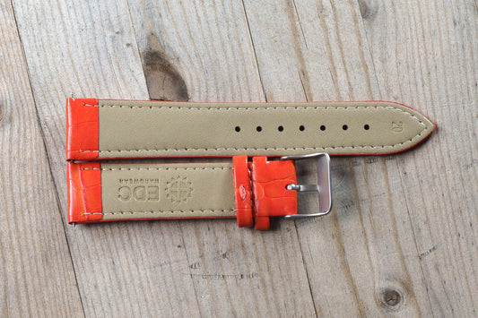 Orange Croc Style Leather Strap