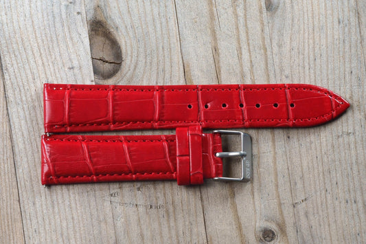 Red Croc Style Leather Strap