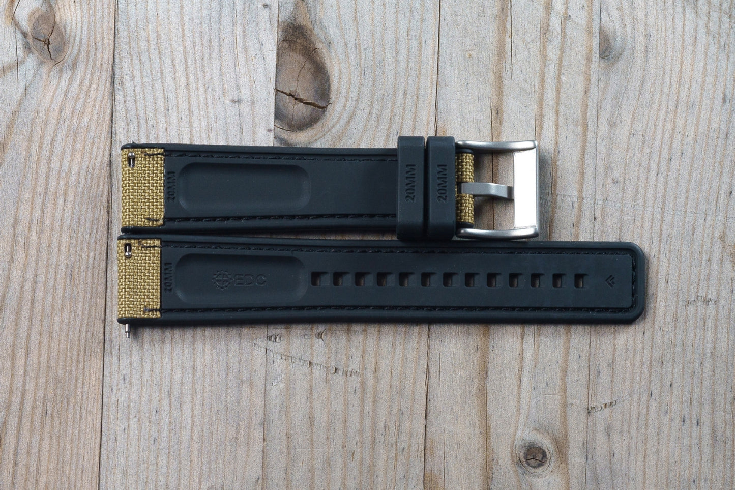 Light Tan Nylon and Rubber Strap